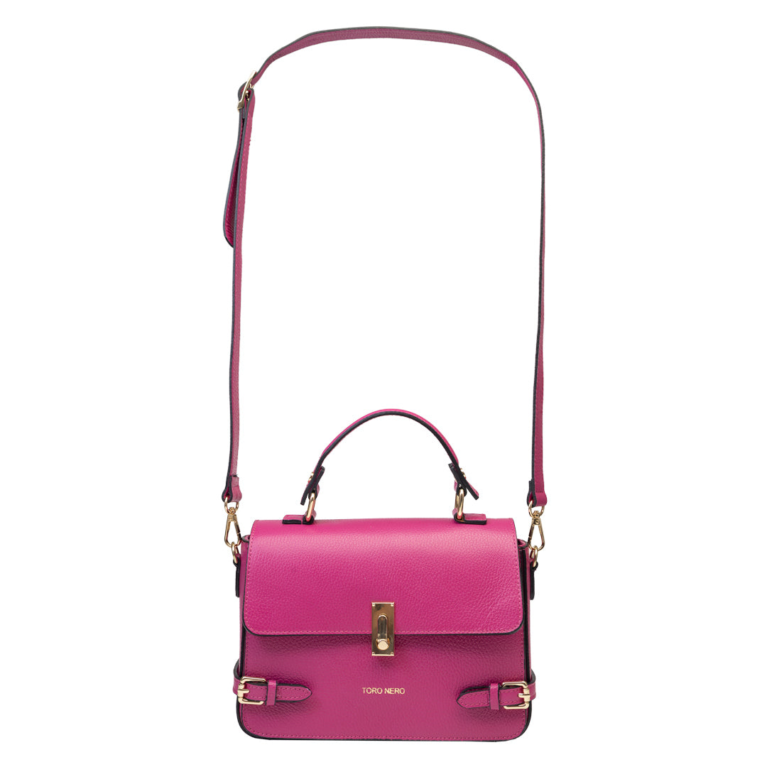 Geanta dama din piele naturala fucsia Iasmina