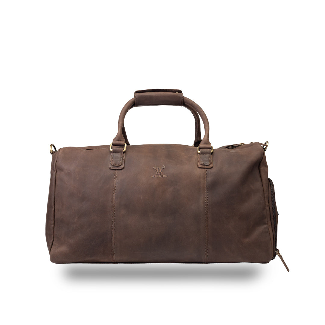 Пътна/фитнес чанта от естествена кожа, тъмнокафява Travel Bag