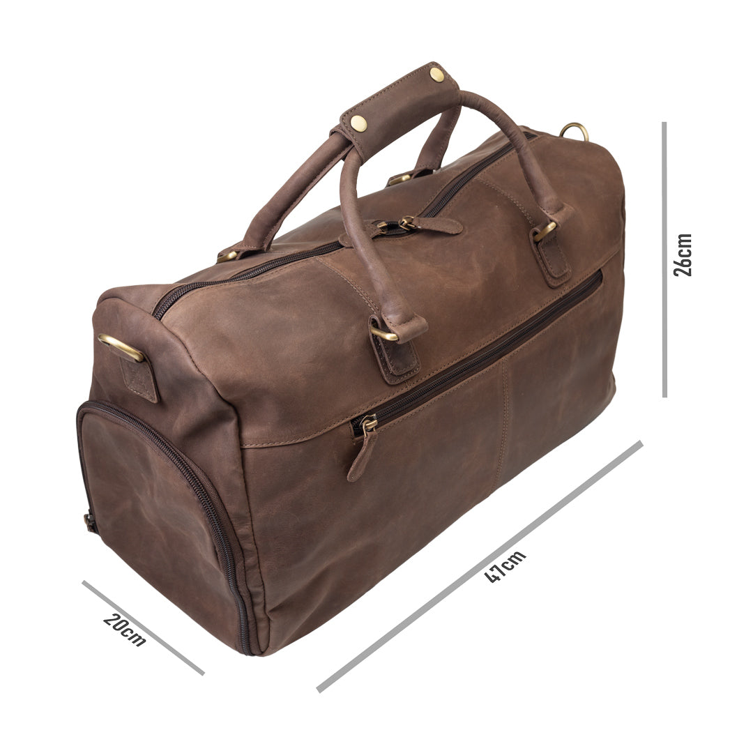 Пътна/фитнес чанта от естествена кожа, тъмнокафява Travel Bag
