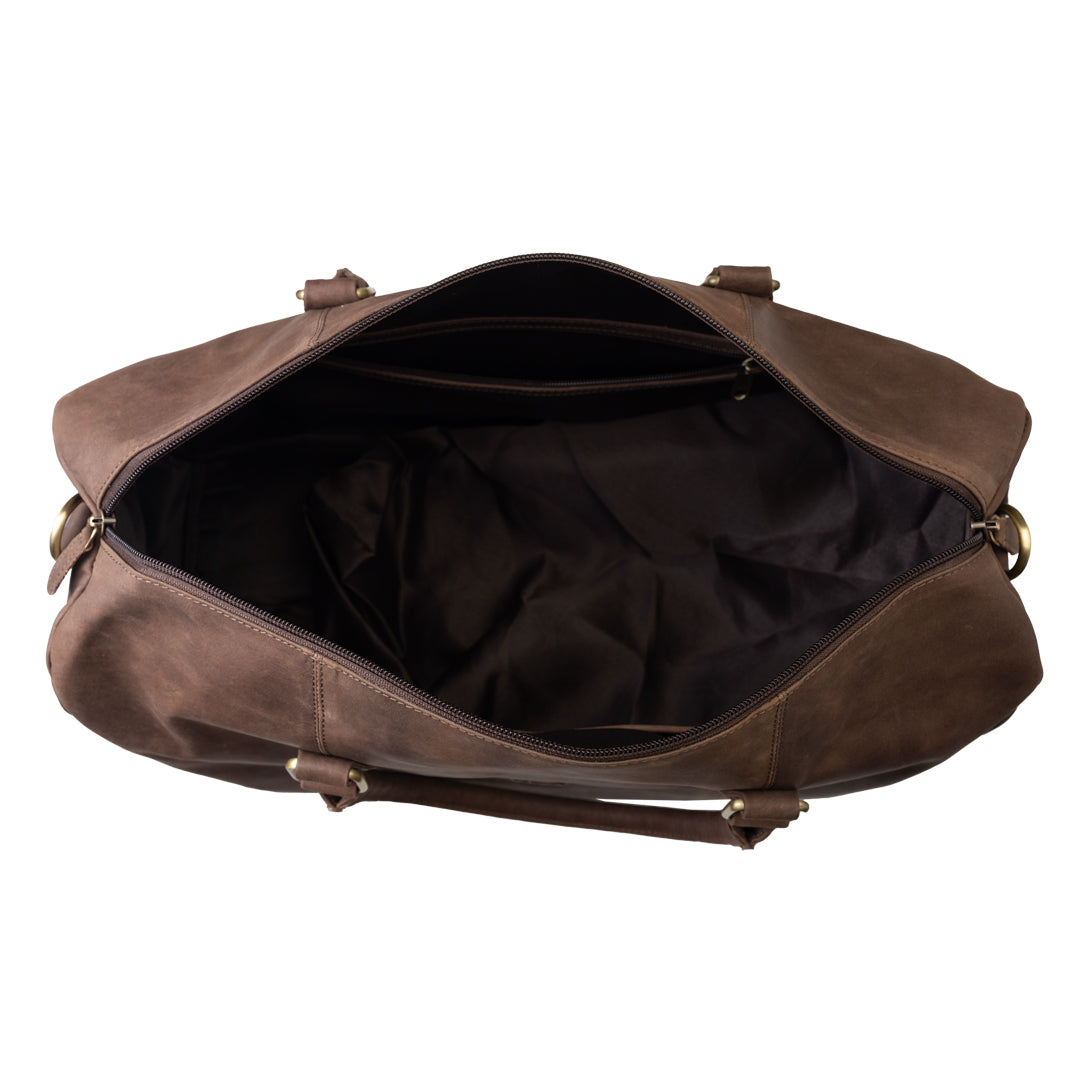 Пътна/фитнес чанта от естествена кожа, тъмнокафява Travel Bag
