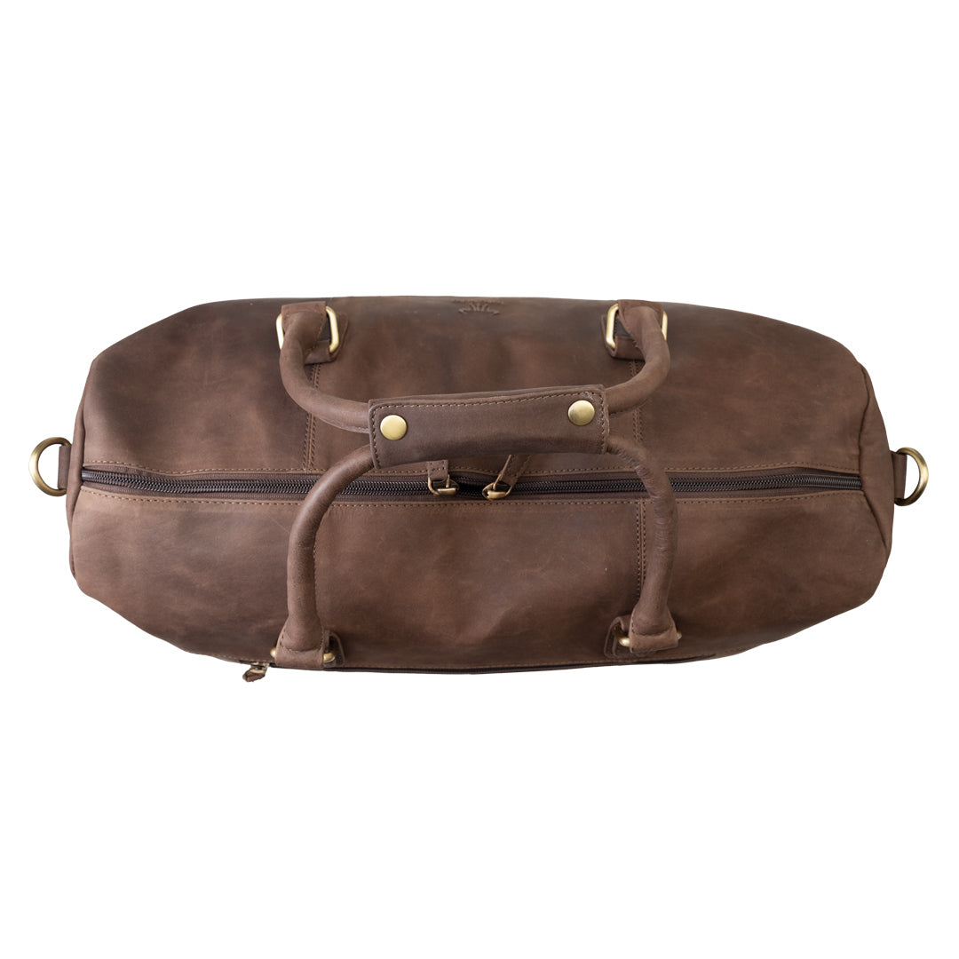 Пътна/фитнес чанта от естествена кожа, тъмнокафява Travel Bag