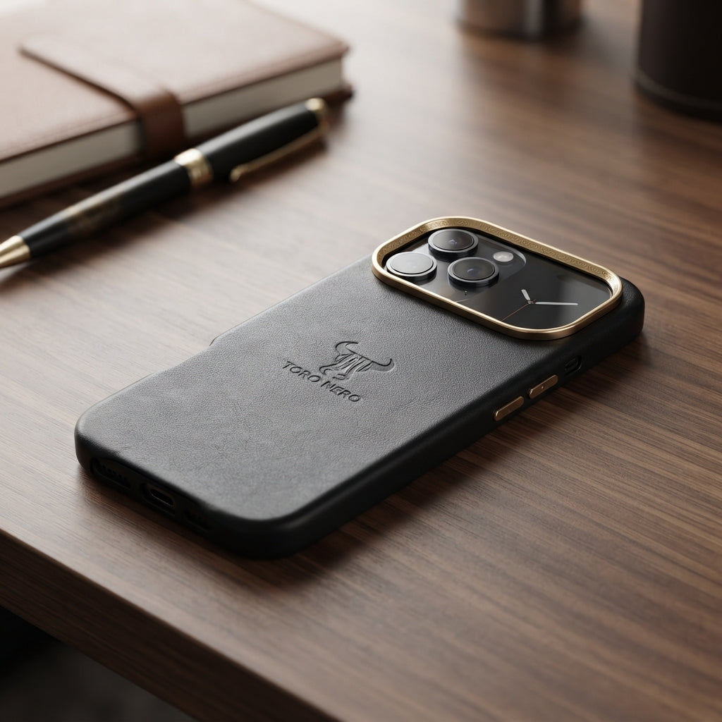 Husa telefon din piele naturala negru Iphone Air17