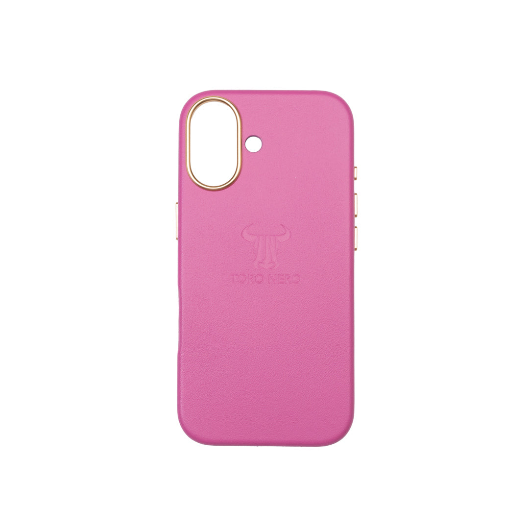 Husa telefon din piele naturala fucsia Iphone 17