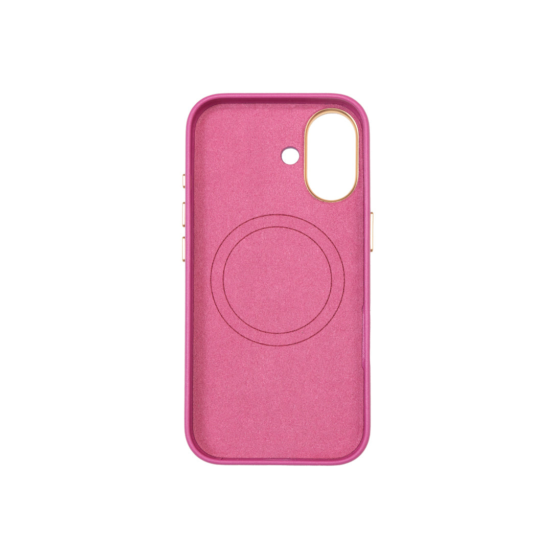 Husa telefon din piele naturala fucsia Iphone 17