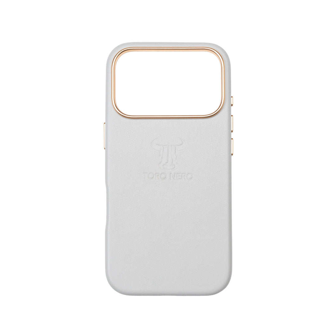 Husa telefon din piele naturala gri deschis Iphone Pro17