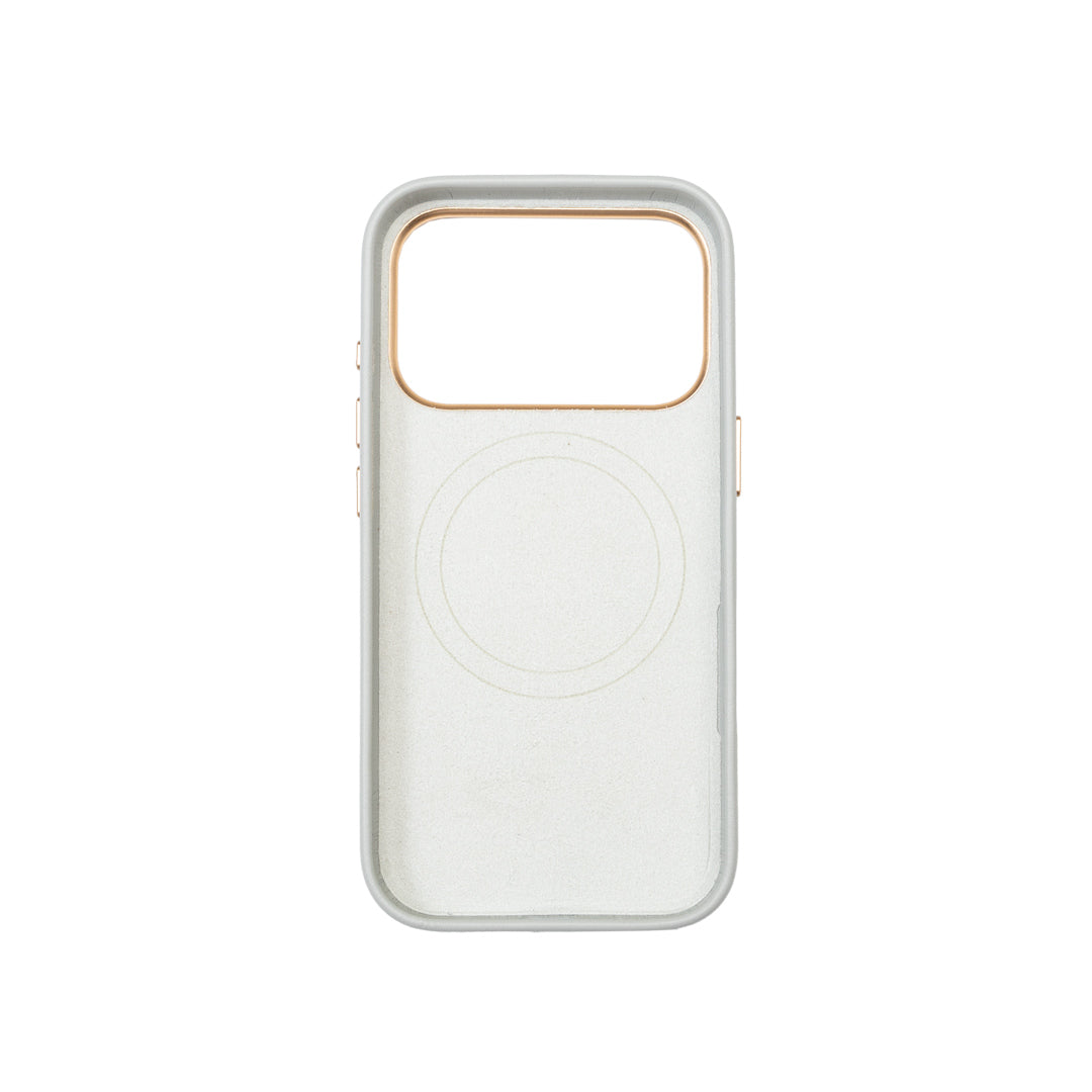 Husa telefon din piele naturala gri deschis Iphone Pro17