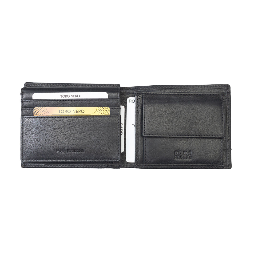 Мъжки портфейл от естествена кожа, черен Andy, RFID защита