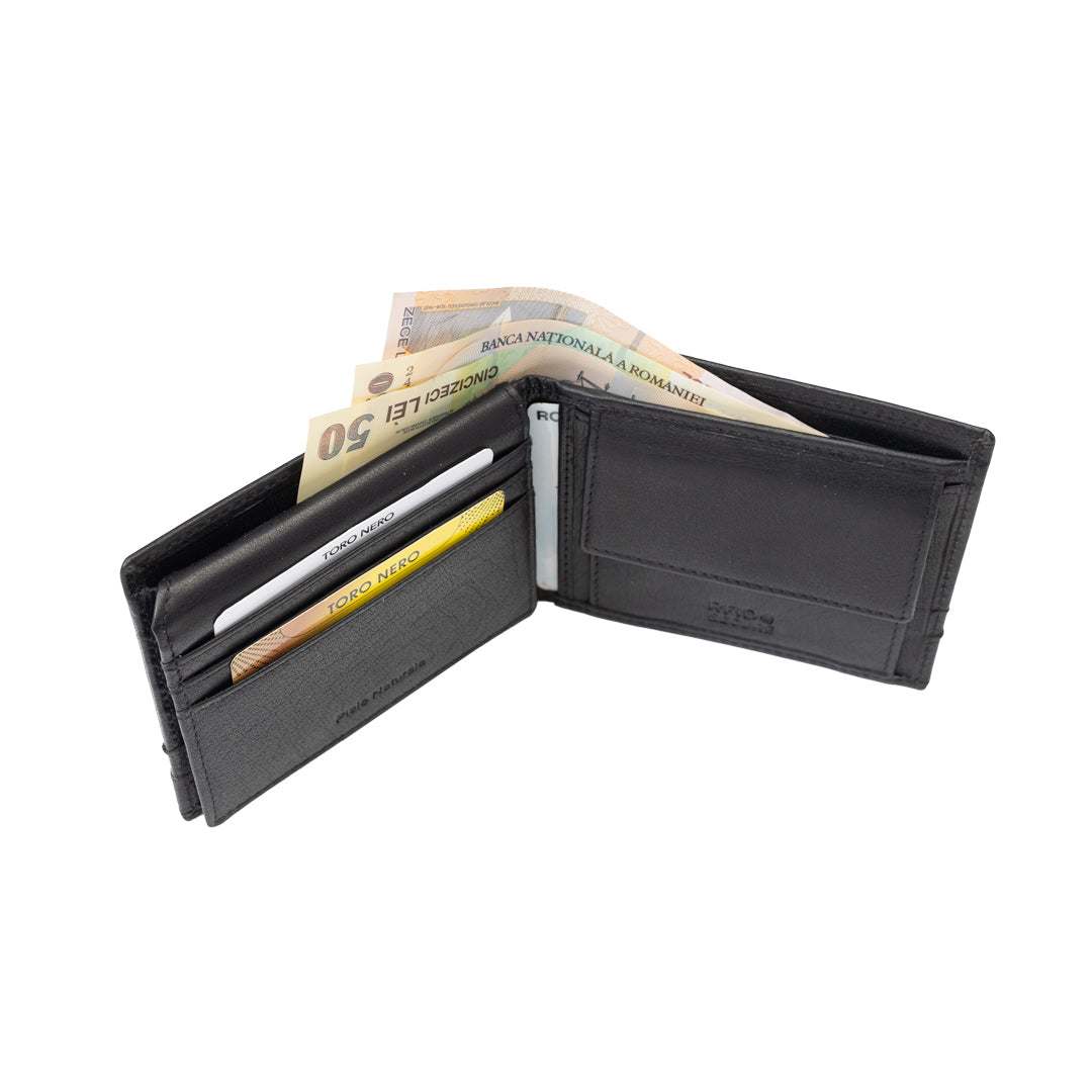 Мъжки портфейл от естествена кожа, черен Andy, RFID защита