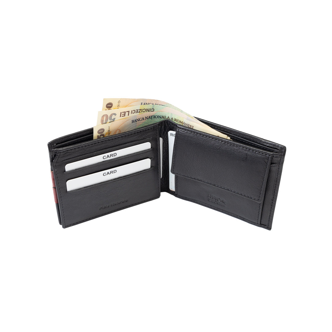 Мъжки портфейл от естествена кожа черен Carol, RFID защита