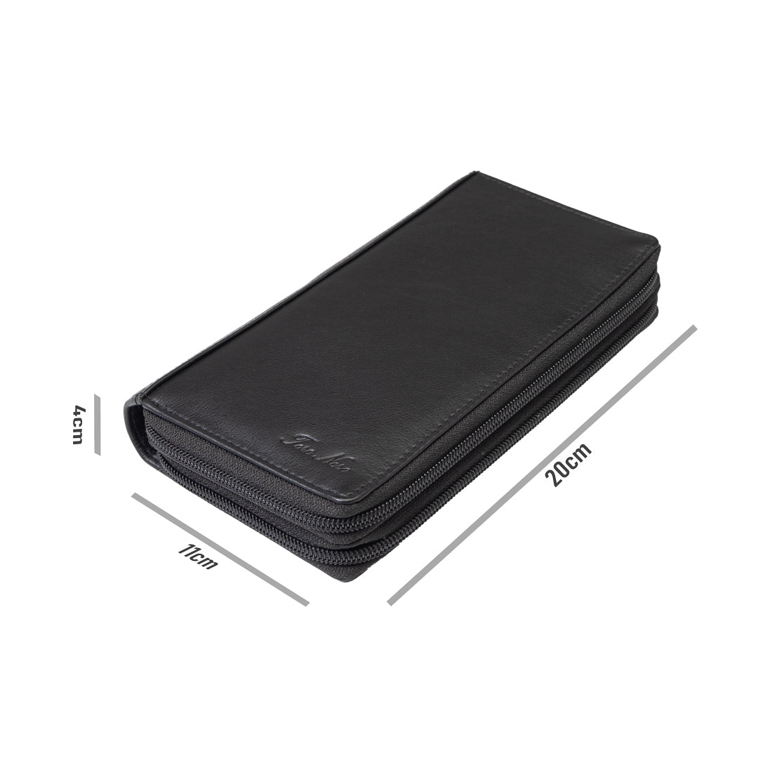 Дамски портфейл от естествена кожа черен Ina, RFID защита