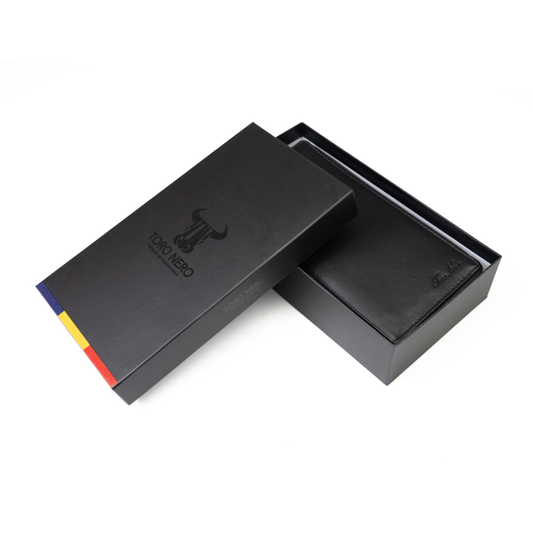 Дамски портфейл от естествена кожа черен Ina, RFID защита