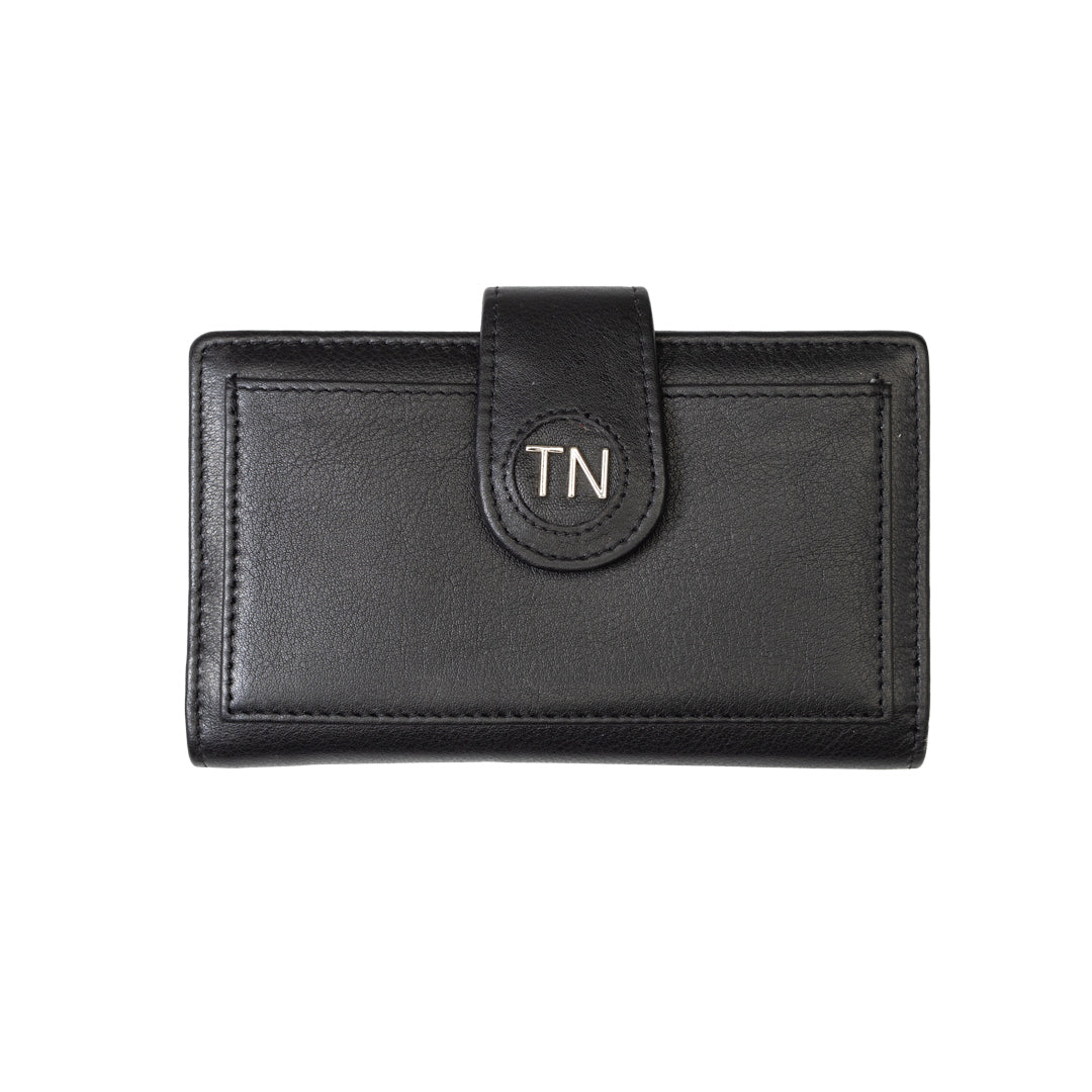 Дамски портфейл от естествена кожа черен Mia, RFID защита