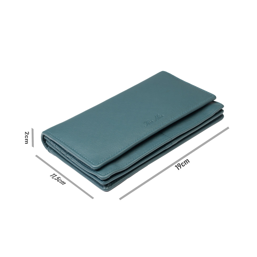 Дамски портфейл от естествена кожа в зелено Chiara, RFID защита
