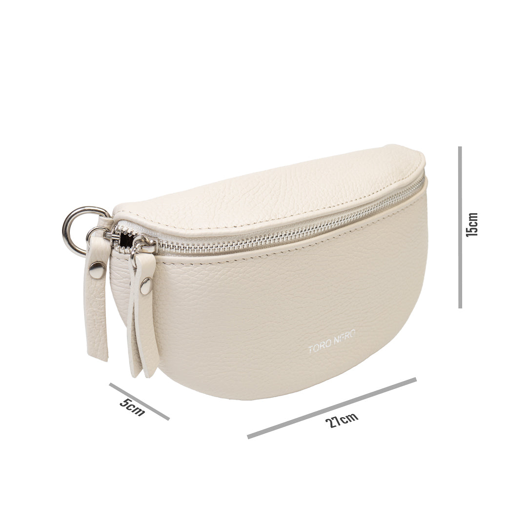 Дамска чанта от естествена кожа в бежов цвят Waist Glam