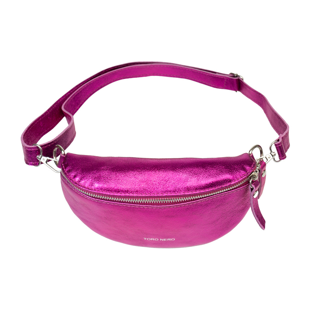 Borsetă damă din piele naturala fucsia Waist Glam