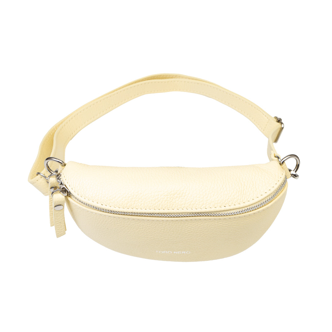 Borsetă damă din piele naturala galben lamai Waist Glam