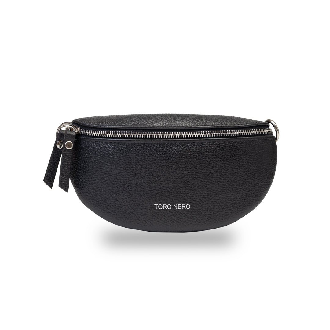 Ženska torbica od prirodne crne kože Waist Glam