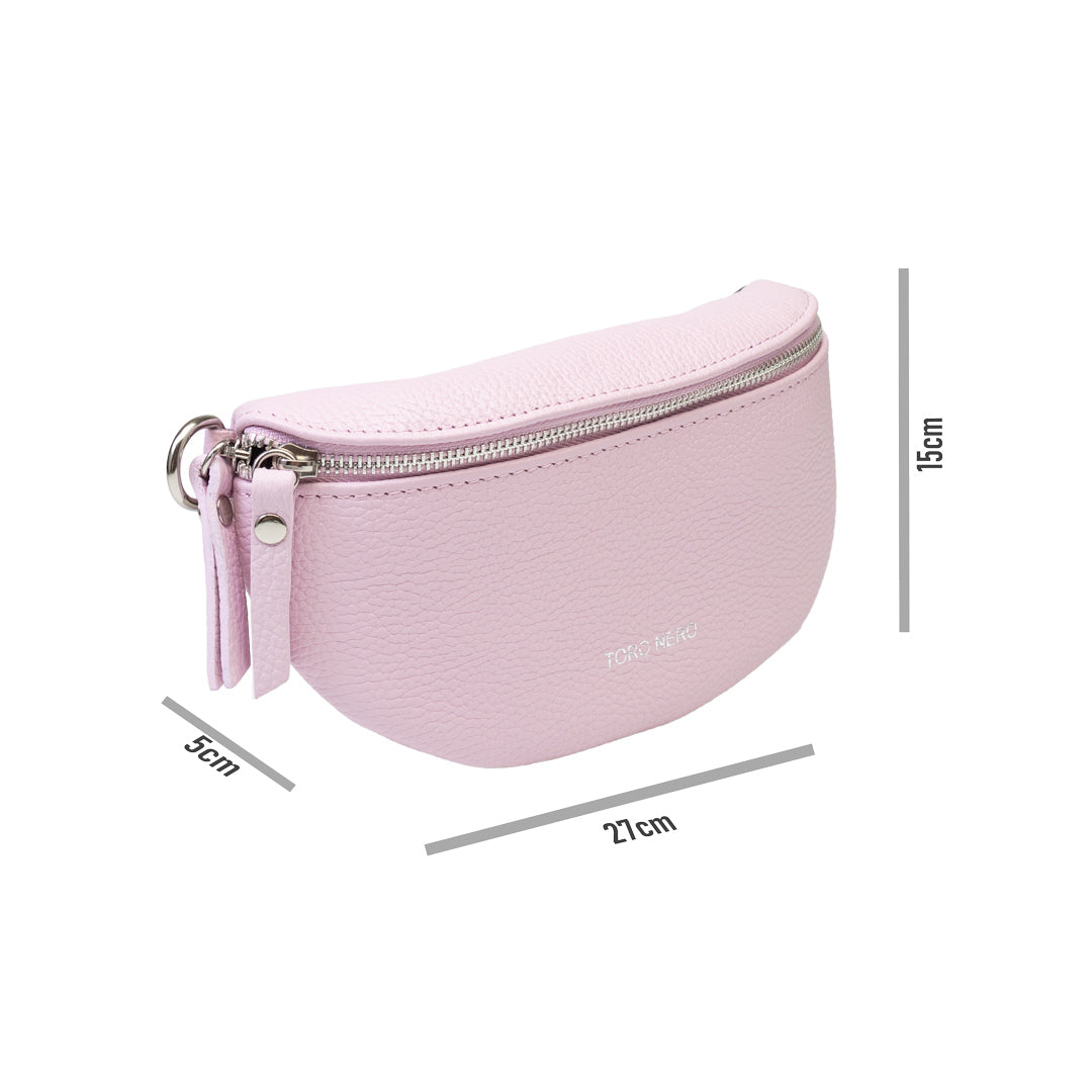 Borsetă damă din piele naturala roz deschis Waist Glam