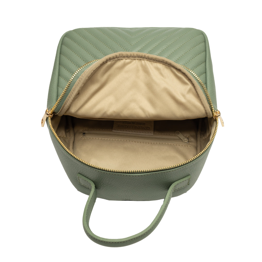 Rucsac damă din piele naturala verde salvie Ruxi